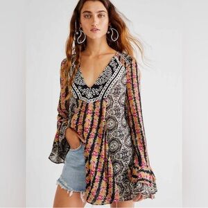 Free People Fallin Into You Floral Tunic Top